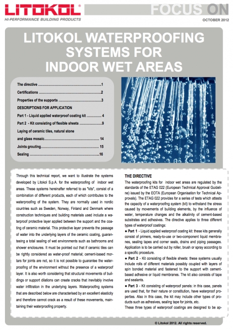 Wet areas systems